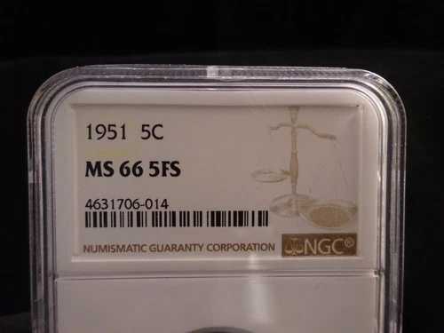 1951年 ジェファーソン・ニッケル NGC MS66 5FS