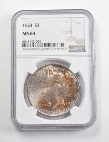 MS64 1924年 ピースシルバーダラー NGC - インセインカラー *3465