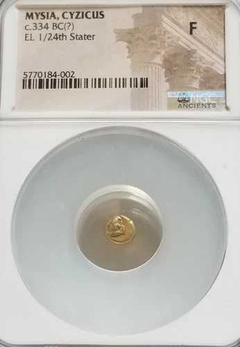 ミシア、キジカス 1/24 ステーター。 NGC ファインゴールド古代コイン。タニー