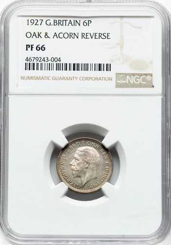英国 - 1927 年ジョージ 5 世 - プルーフ 6 ペンス - NGC PF66 - 素晴らしい品質のプルーフ標本!
