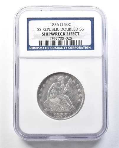 1856-O シーテッド・リバティ・ハーフダラー SS リパブリック・ダブル 56 難破船 NGC *9012
