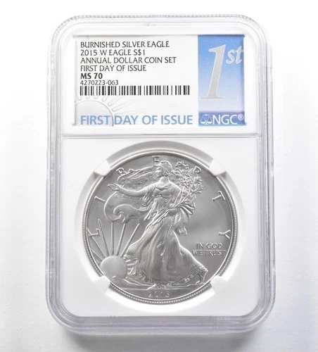 2015-W バーニッシュドシルバーイーグル年次ドルコインセット FDOI MS70 NGC *0416