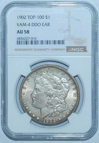 1902年 NGC AU58 VAM-4 ダブルイヤー 2ベリー リバース モルガン銀貨