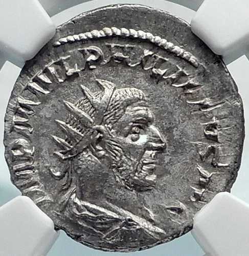 フィリップ1世（アラブ人） 真正古代ローマコイン（244年）ANNONA NGC i81908付き