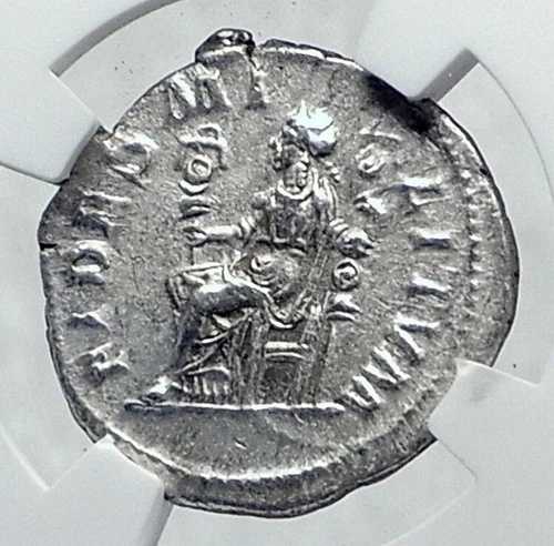 セウェルス・アレクサンダー 真正古代ローマ銀貨 225年 FIDES NGC i81425付き