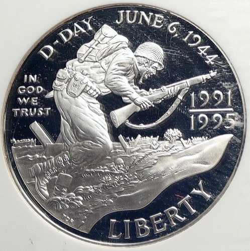 1993年 アメリカ合衆国 第二次世界大戦 ノルマンディー上陸作戦 プルーフ 銀貨 NGC i113289