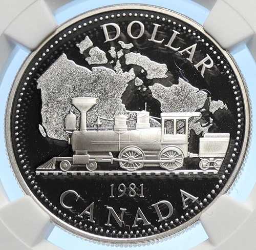 1981年 カナダ イギリス エリザベス2世 鉄道列車 プルーフ 銀貨 NGC i106331