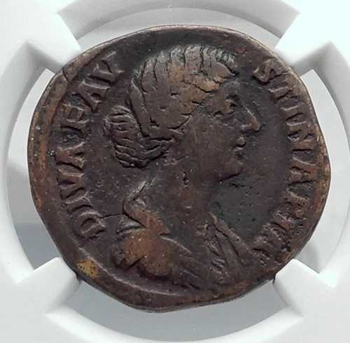 ディーバ ファウスティナ II ジュニア ローマ セステルティウス 古代ローマ コイン DIANA LUCIFERA NGC i81142