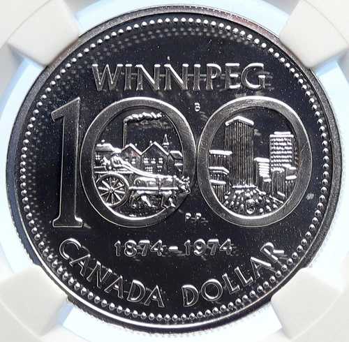 1974年 カナダ エリザベス2世 ウィニペグ 100 過去/現在 銀貨 NGC i106328