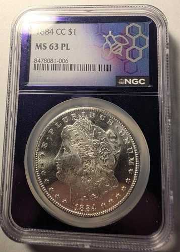 1884-CC NGC MS64 CAMEO PL モーガン シルバー ダラー $1 素晴らしいコイン - DMPL に見えます!