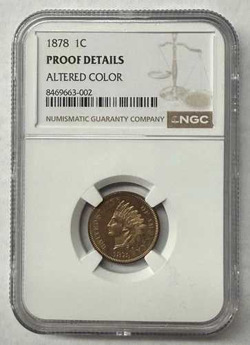 1878年インディアンヘッド セントペニー NGC プルーフ 詳細 色変更 美しいコイン! 129,250円