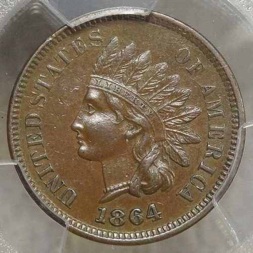 1864-L インディアンセント、厳選ほぼ未使用 PCGS AU-55、S-15、良好な打刻