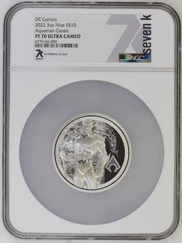 DCコミックス アクアマン 3オンス 新品 1000枚！7k メタル S$10 2022 NGC PF70 シルバー アルティメットカメオ