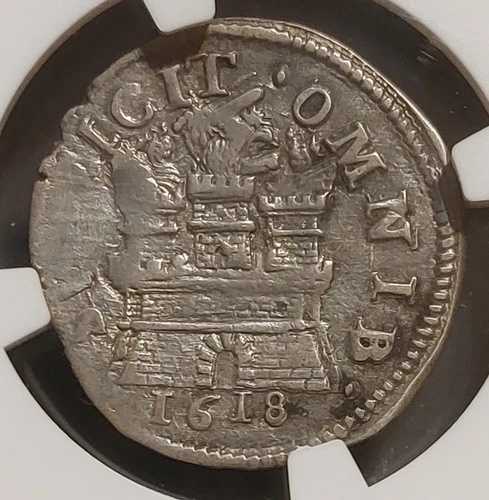 1618年 イタリア ナポリ＆シチリア 15グラノス NGC XF 詳細 希少アンティークキャッスルコイン
