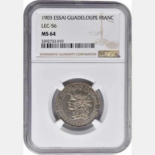 グアドループ - 1903年 1フラン NGC MS 64