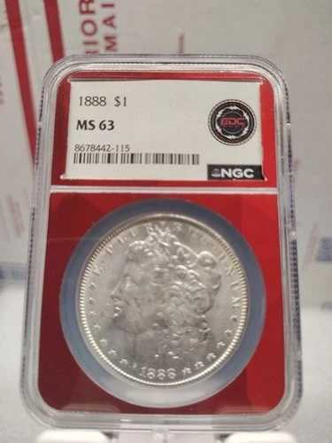 1888年モルガン90%銀貨、NGCによるグレードMS63