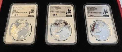 2023年 中国パンダ40周年記念 3枚セット シルバー NGC MS70 ファングサイン