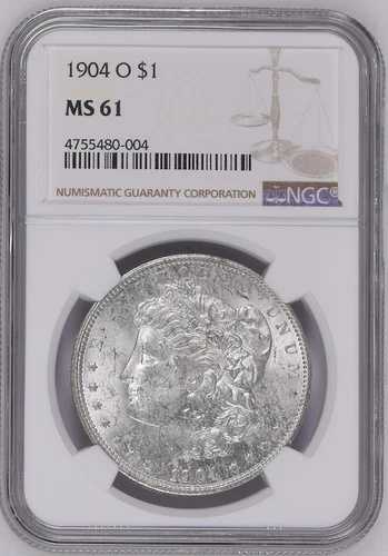 1904 0 $1 NGC MS 61 モルガン銀貨 回転式