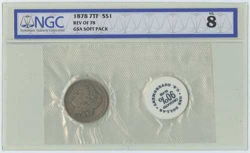 1878 7TF REV OF 78 モルガン・ダラー GSA ソフトパック S$1 NGC VG8