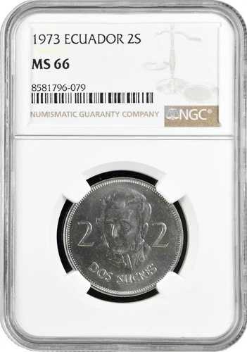 エクアドル 2スクル 1973年、NGC MS66、「エクアドル共和国 (1919 - 1987)」-
