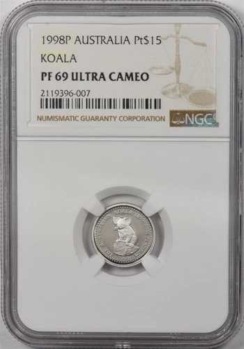 オーストラリア 1998年 15ドル プラチナ コアラ NGC プルーフ 69UC 0.1オンス プラチナ