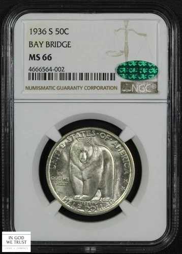 1936年 S ベイブリッジ記念銀貨 ハーフドル 50セント NGC MS 66 CAC