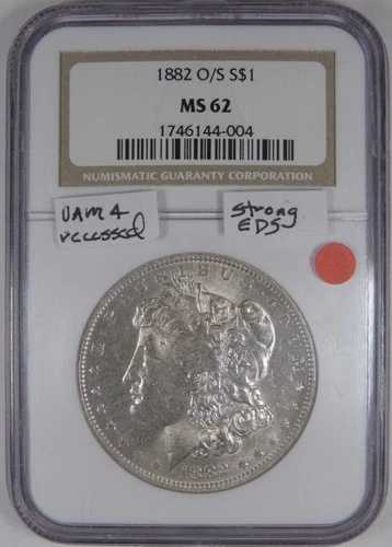 1882-O/S $1 NGC MS 62 シルバー モルガン ダラー EDS VAM-4 [004]