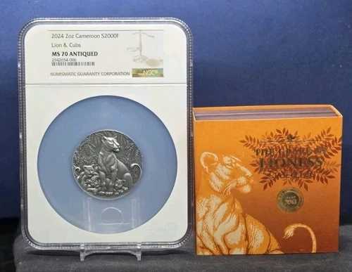 2024年 カメラーン 2000F-グレースオブライオンレス サークルオブライフ NGC MS70 2オンス シルバーコイン-