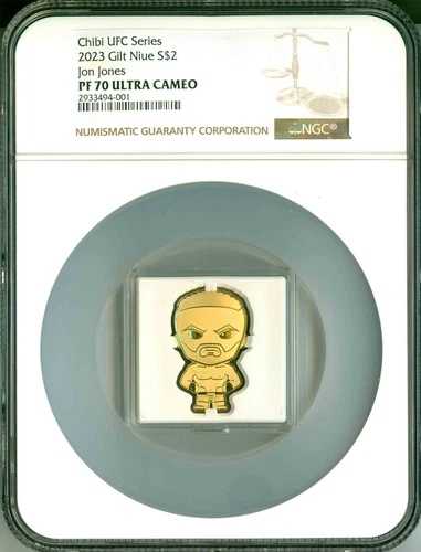 2023 ニウエ S$2 チビ ギルト UFC シリーズ ジョン ジョーンズ NGC PF70 ウルトラ カメオ COA OGP