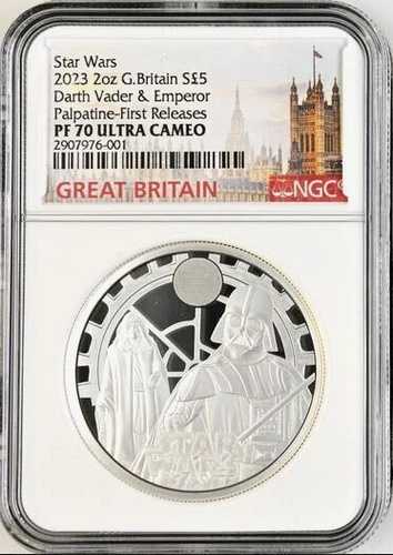 2023年 英国 スターウォーズ コイン#2 - ダース・ベイダー＆パルパティーン 2オンス シルバー プルーフ NGC PF70 FR