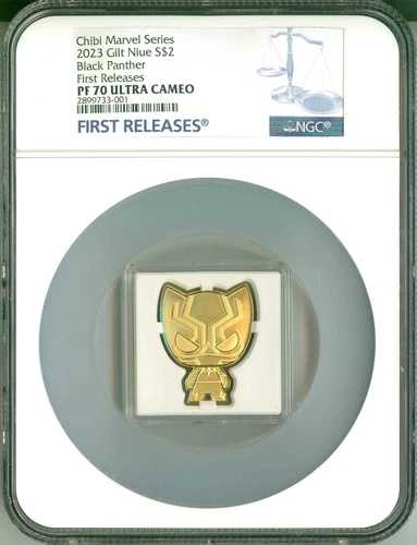 2023年 ニウエ S$2 チビ マーベルシリーズ ギルト ブラックパンサー FR NGC PF70 UC ボックス COA OGP