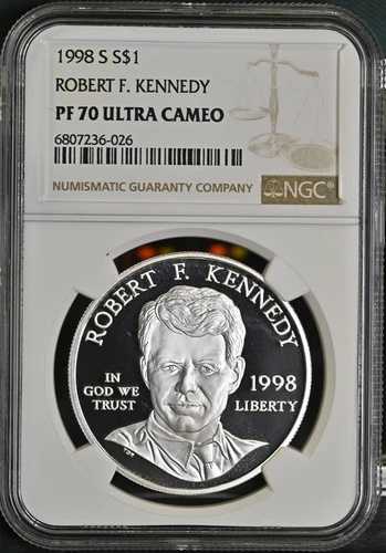 :1998-S 1ドル ロバート・ケネディ記念銀貨 NGC PF70UC トップポップレア R5