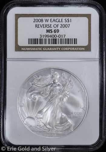 2008-W $1 バーニッシュド アメリカンシルバーイーグル NGC MS 69 | 2007年改訂 未流通 U