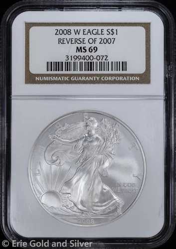 2008-W $1 バーニッシュド アメリカンシルバーイーグル NGC MS 69 | 2007年改訂 未流通 U