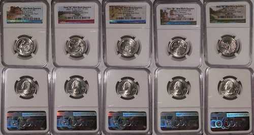 2019 W ローウェル記念戦記 サンアントニオ川 5枚セット クォーター 25セント NGC MS 66 FR