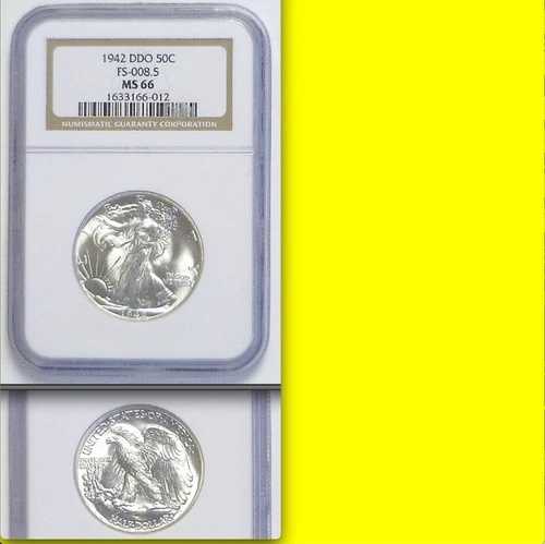 1942年 NGC MS66 ダブルダイ POP 31 全グレード!ウォーキング・リバティ・ハーフダラー KEY 50C