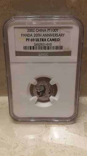 2002年 中国 1/10オンス プラチナ パンダコイン PT100Y NGC PF69