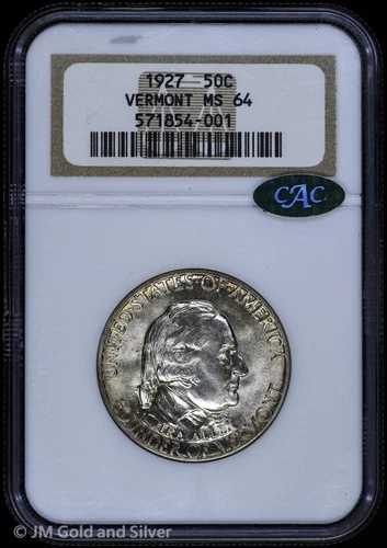 1927年 バーモント州制覇150周年記念ハーフドル NGC MS 64 CAC | UNC BU