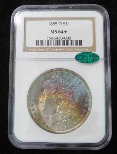 1885-O モーガン銀貨 * NGC および CAC グレード MS64 スター * 素晴らしい音色 * すごい!