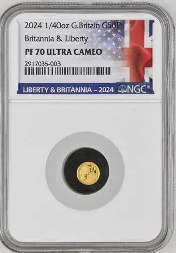 2024年 英国 ブリタニア＆リバティ 1/40オンス ゴールド プルーフ コイン 限定 1776 NGC PF 70 UC
