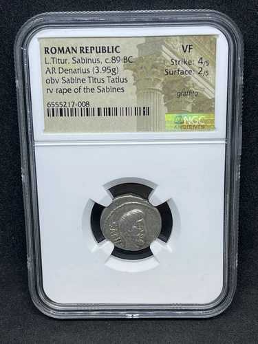 L. ティチュリウス・サビナス サビニ レイプ 女性 ローマ共和国 AR デナリウス NGC VF-