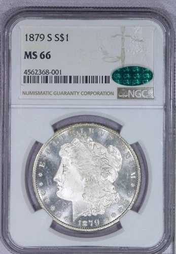 1879-S モーガン銀貨 $1 NGC MS66 CAC - ほぼ PL!
