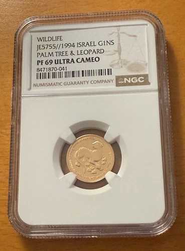 イスラエル 1994年 金貨 1/10オンス 1新シェケル NGC PF69UC ヤシの木とヒョウ｜WORLD RESOURCE【QUEEN店】