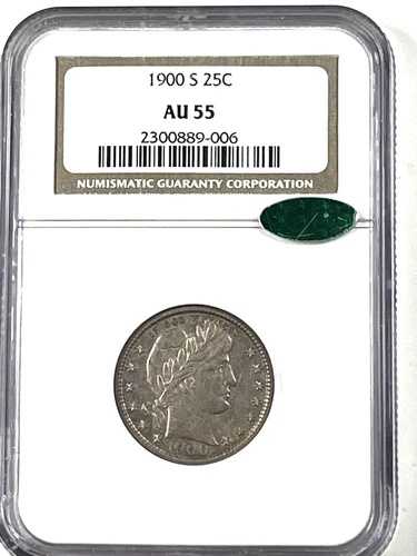 1900-S バーバー・クォーター：NGC AU55 CAC