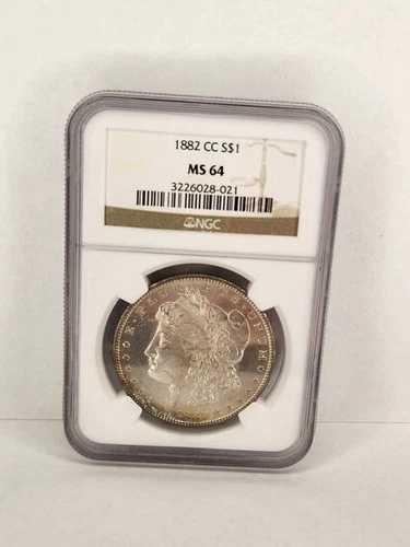 1882-CC モルガン銀貨 $1 NGC MS 64 希少キーデート