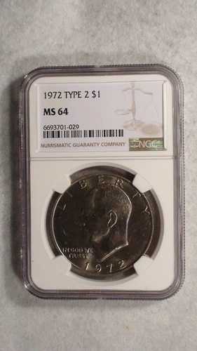 1972 P タイプ 2 アイゼンハワー ドル NGC MS64 ニア ジェム IKE $1 コイン、販売価格!