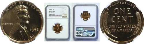 1952年 1C リンカーン セント プルーフ NGC PR-68 RD