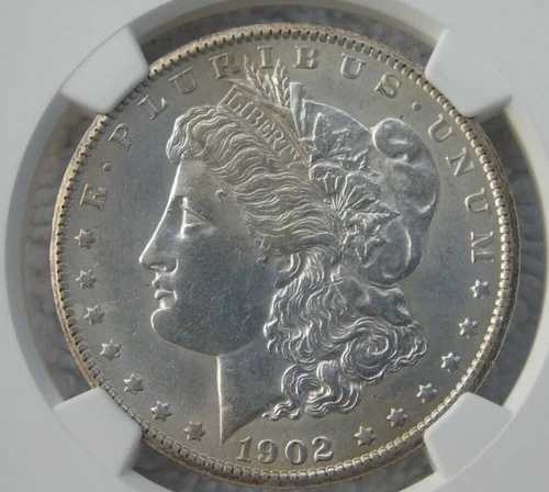 1902年 S モーガン $1 NGC認定 未流通 シルバードルコイン BU MS