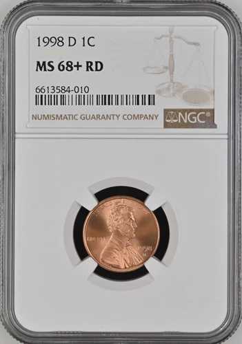 1998年-D 1C RD リンカーン記念 1セントNGC MS68+RD 6613584-010-