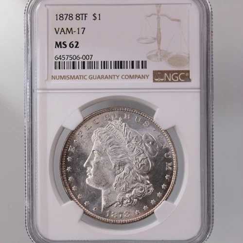 1878 8TF モルガン $1 NGC認定 MS62 VAM-17